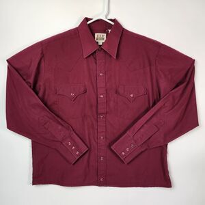 Southwestern Button Down Mens Sz L Brush Popper Pearl‎ Snap Western Cowboy Chore